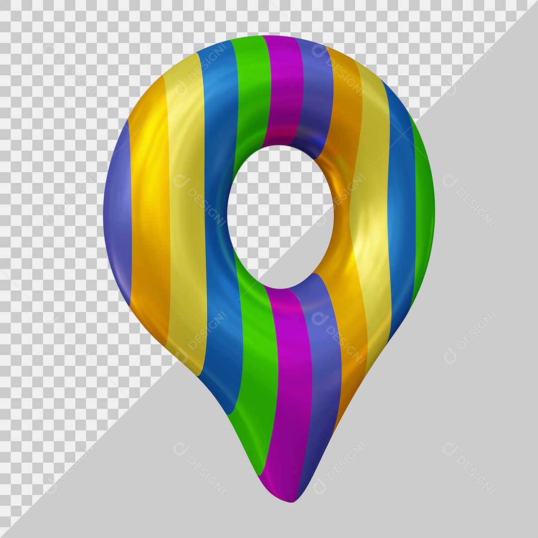 Pin de Localização Colorido Elemento 3D Para Composição PSD