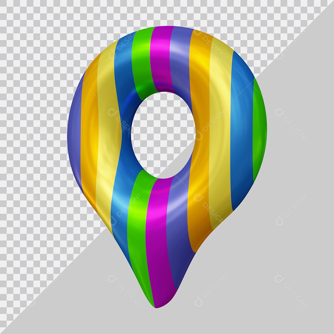 Pin de Localização Colorido Elemento 3D Para Composição PSD