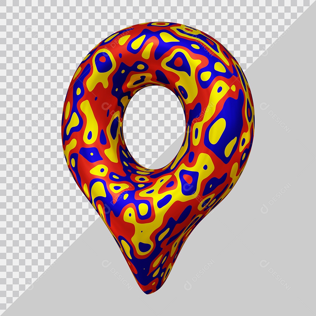 Pin de Localização Colorido Elemento 3D Para Composição PSD
