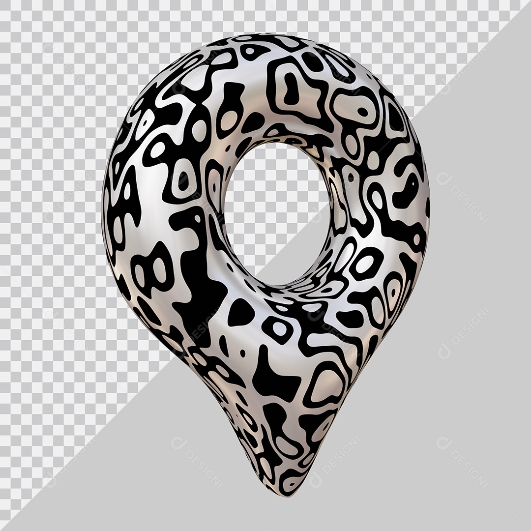 Pin de Localização Branco e Preto Elemento 3D Para Composição PSD