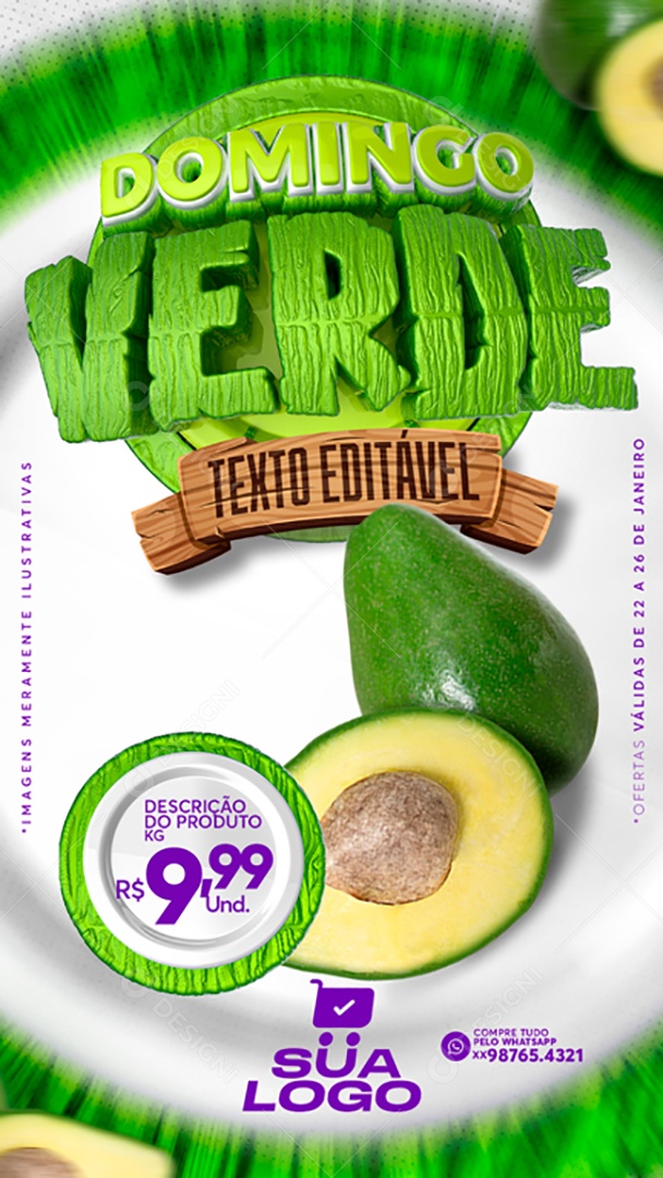 Story Hortifrúti Domingo Verde Venha Conferir Social Media PSD Editável