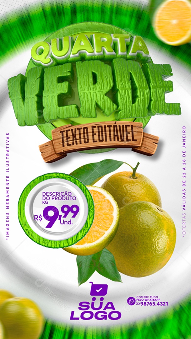 Story Hortifrúti Quarta Verde Venha Conferir Social Media PSD Editável