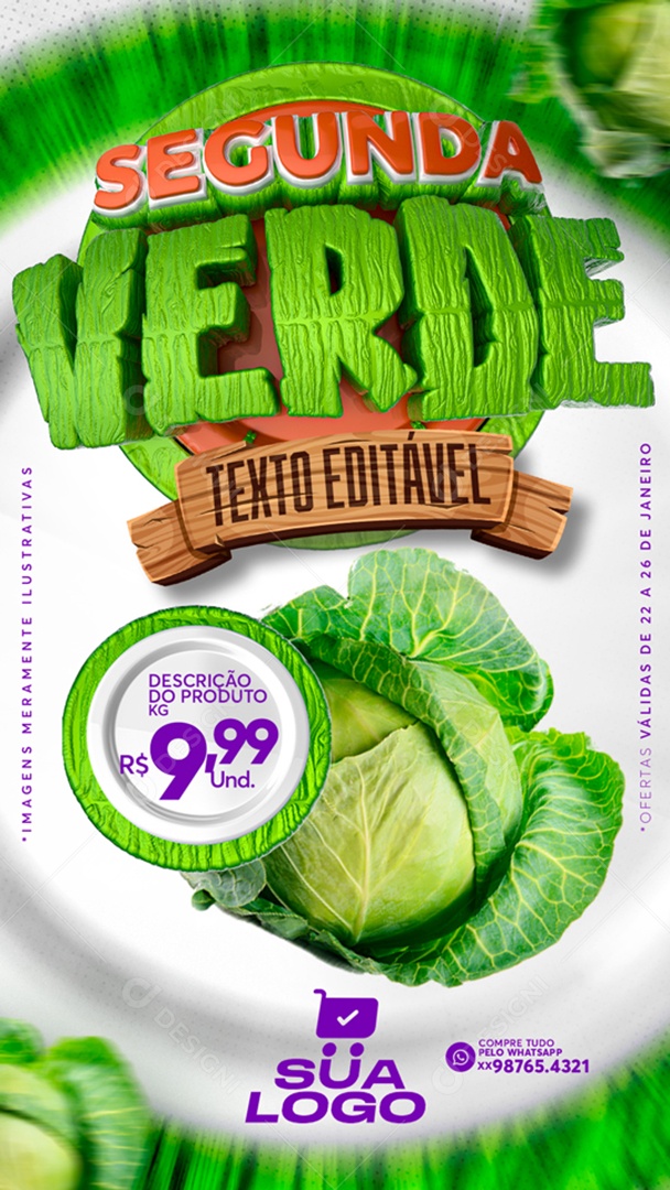 Story Hortifrúti Segunda Verde Venha Conferir Social Media PSD Editável