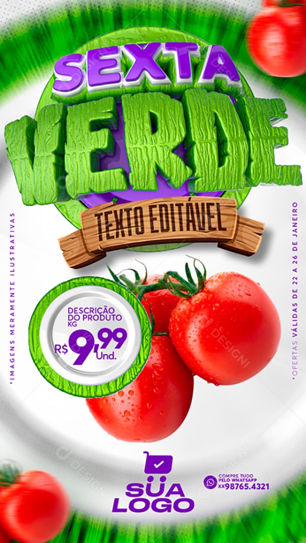 Story Hortifrúti Sexta Verde Venha Conferir Social Media PSD Editável