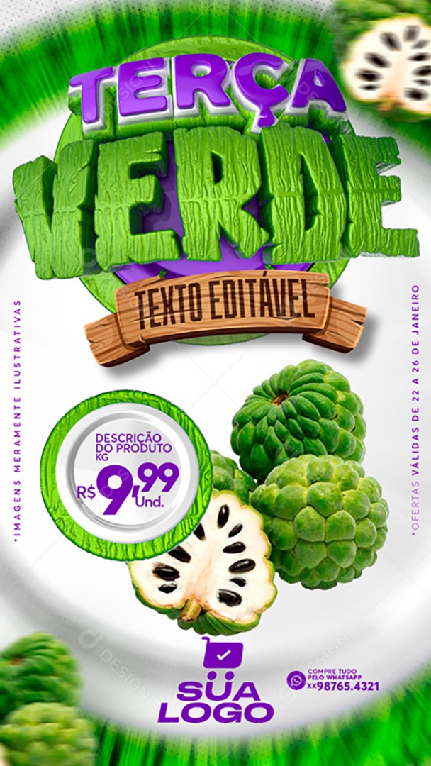 Story Hortifrúti Terça Verde Venha Conferir Social Media PSD Editável