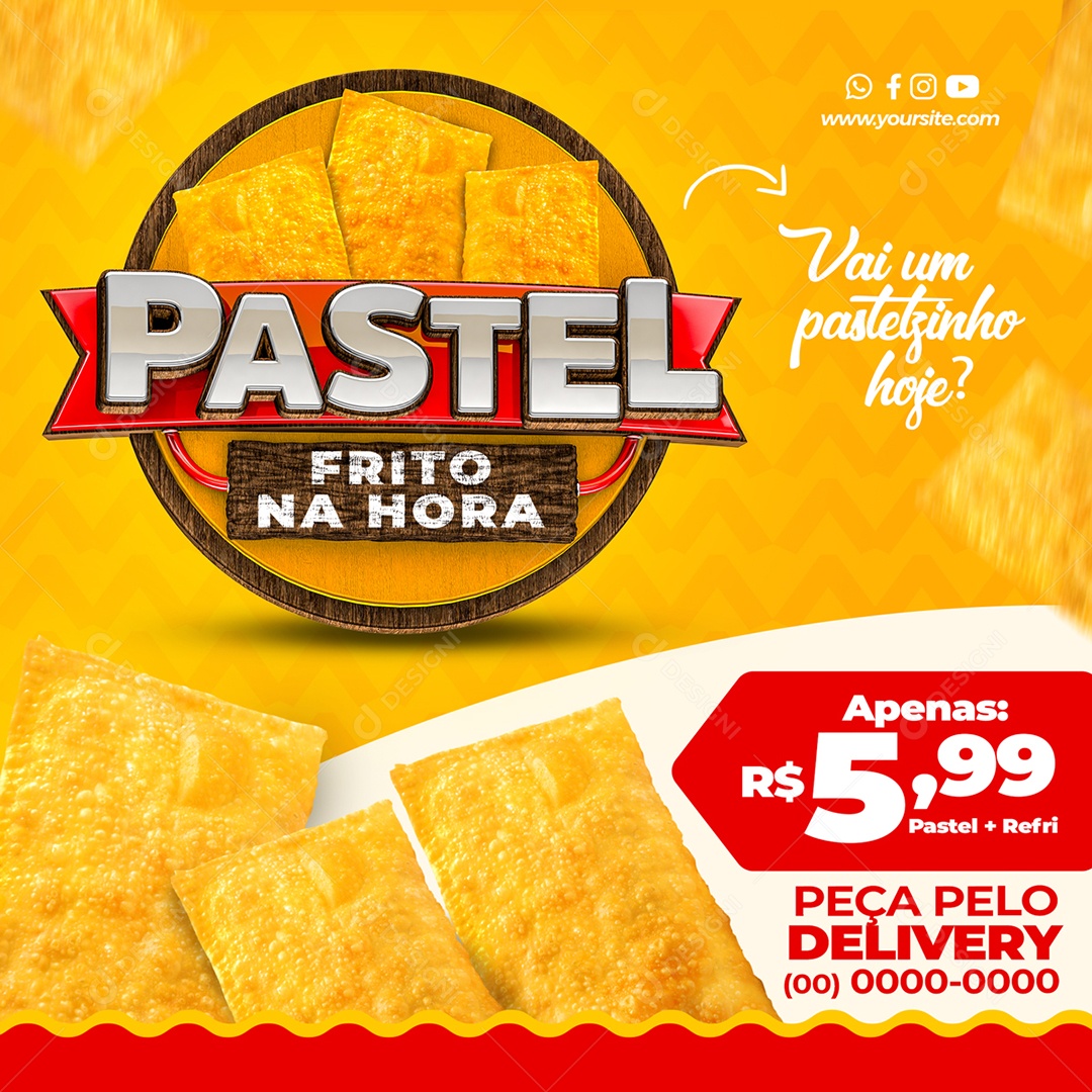 Pastel Frito na Hora Social Media PSD Editável