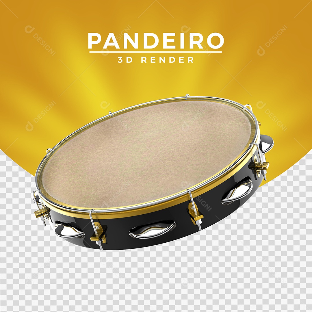 Pandeiro 3D Elemento Para Composição PSD