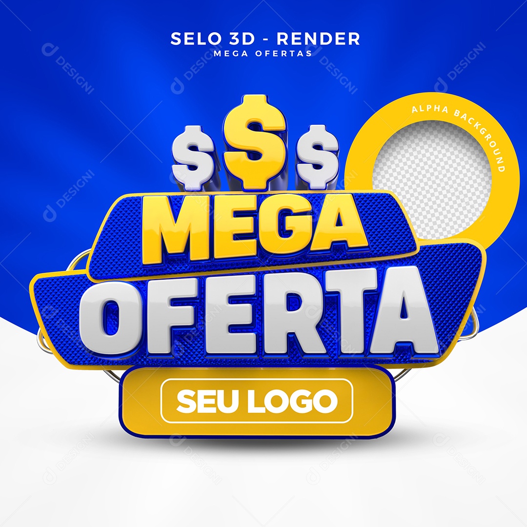 Selo 3D Para Composição Mega Oferta PSD