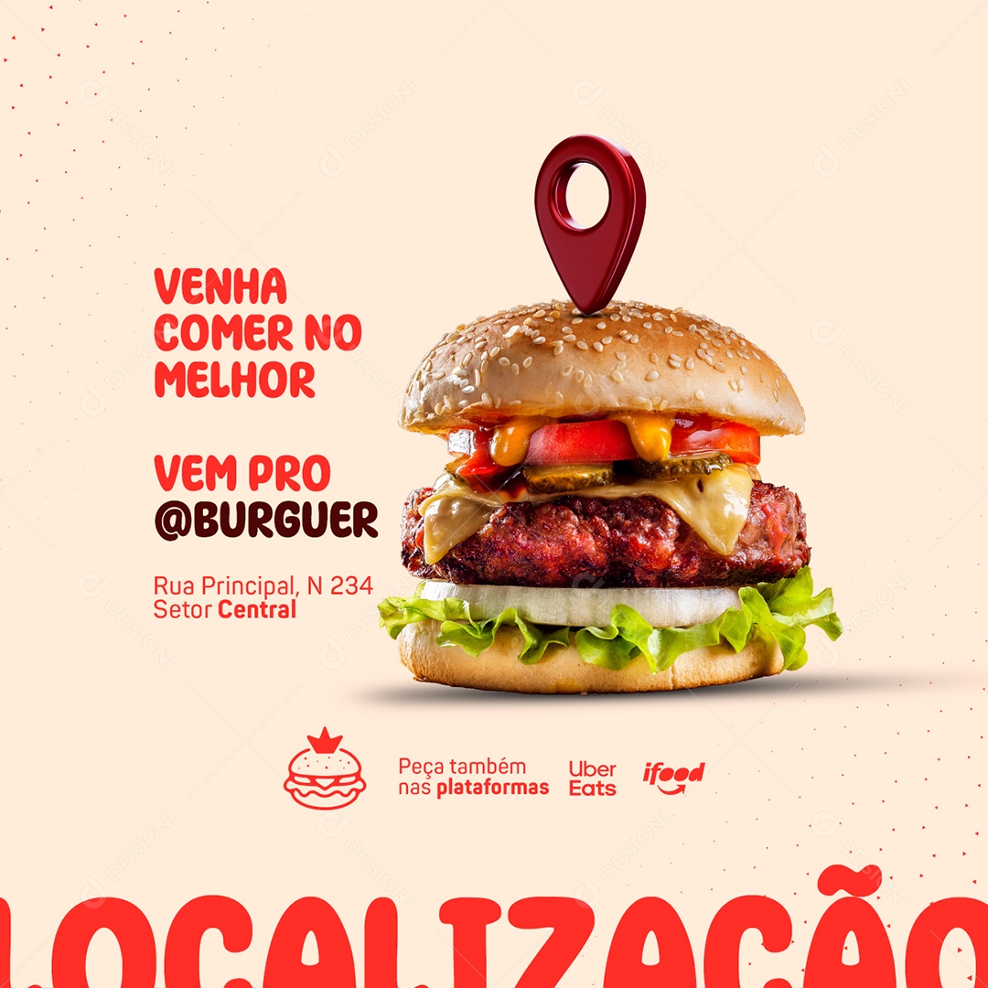 Venha Comer no Melhor Burger Hamburgueria Social Media PSD Editável