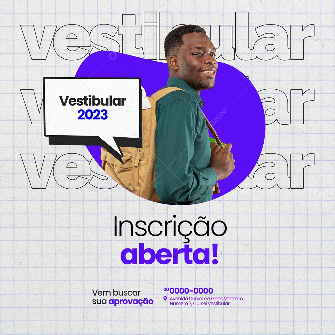 Vestibular 2023 Inscrição Aberta Social Media PSD Editável