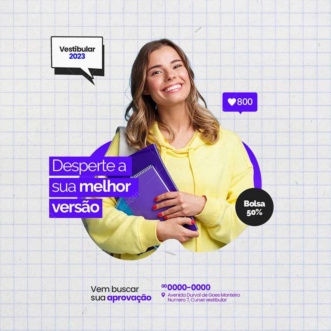 Desperte a Sua Melhor Versão Vestibular Social Media PSD Editável