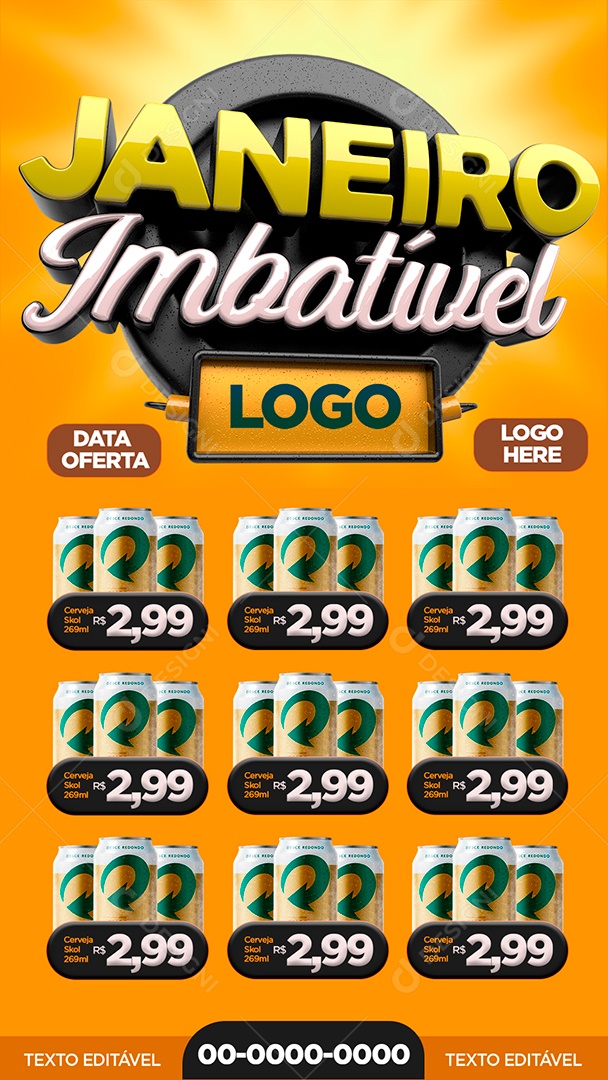 Encarte Stories Janeiro Imbatível Supermercado Cervejas Social Media PSD Editável