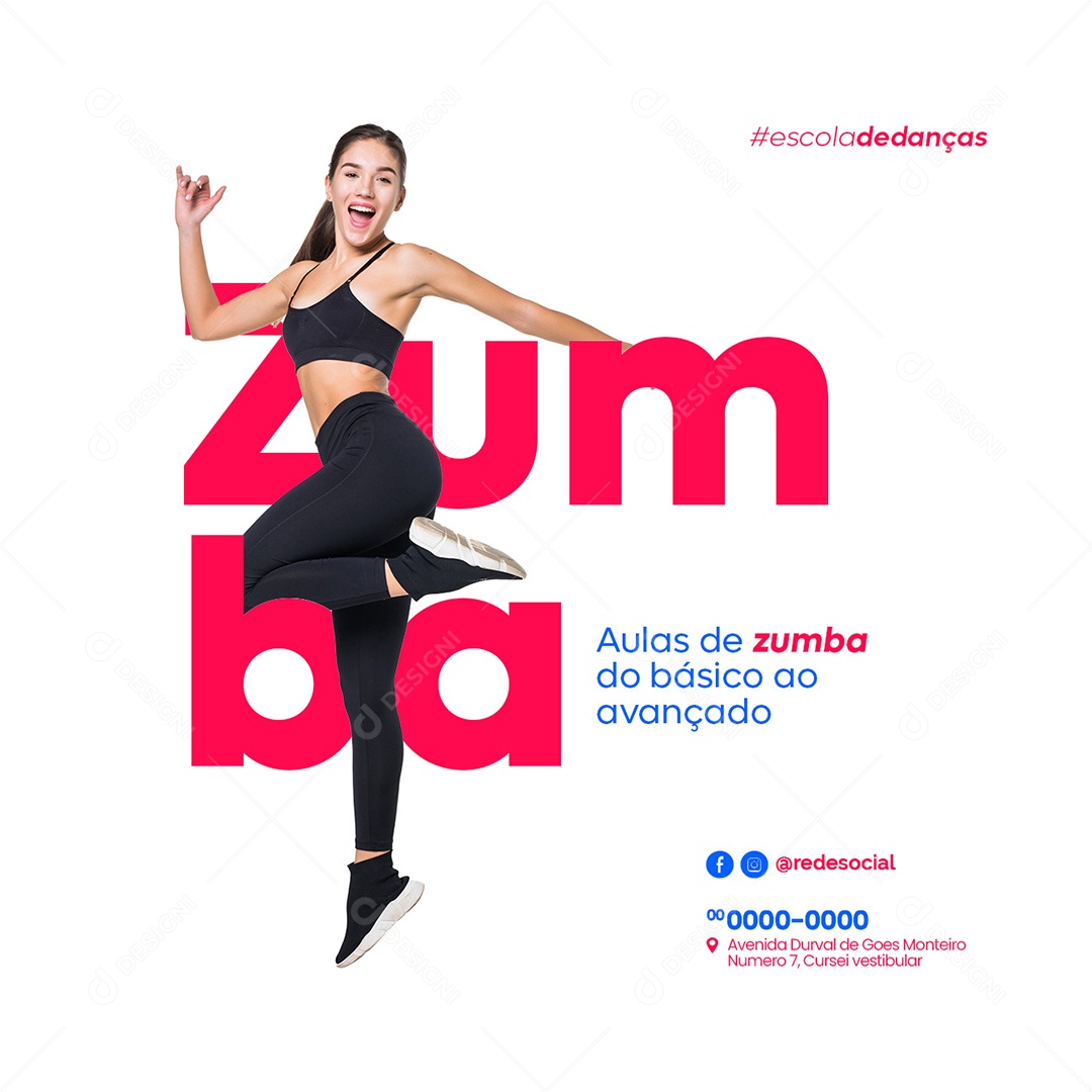 Aulas de Zumba do Básico ao Avançado Aula de Dança Social Media PSD Editável
