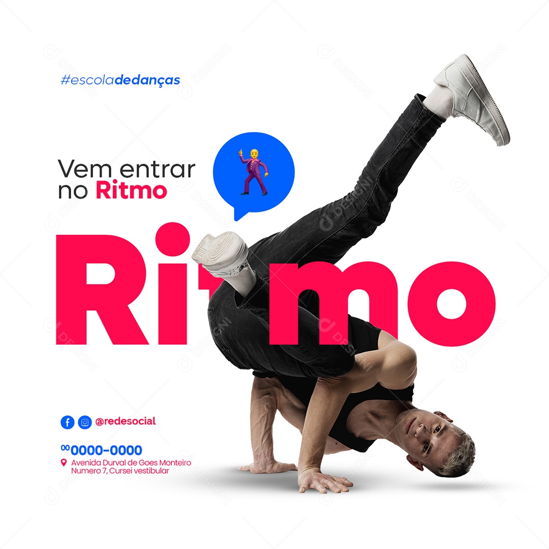 Vem Entrar no Ritmo Aula de Dança Social Media PSD Editável