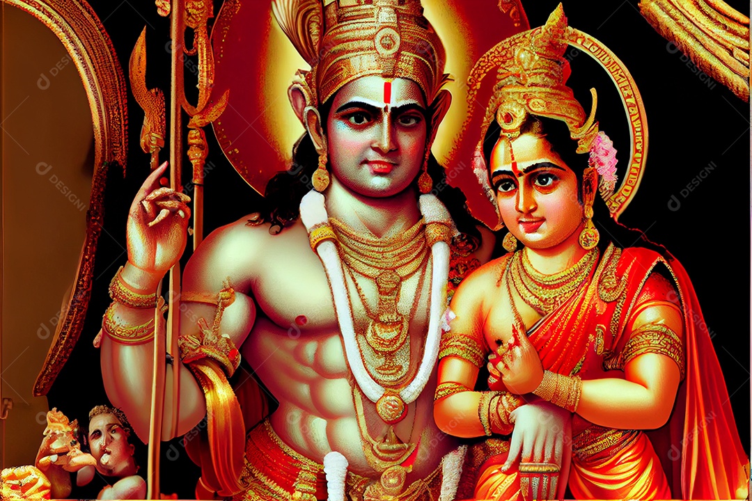 Senhor santo shiva e rama deuses hinduísmo mitologia ilustração