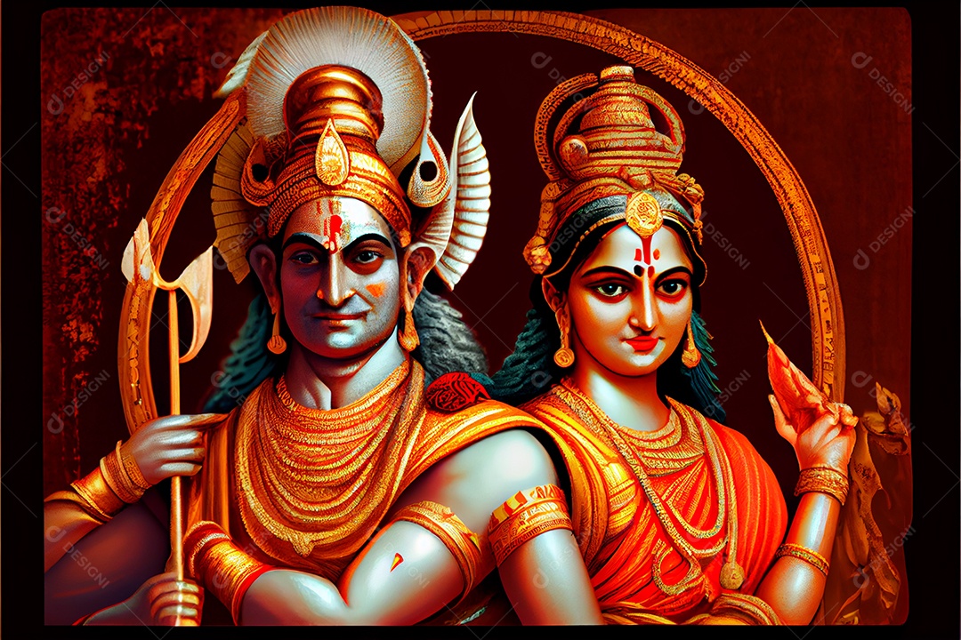 Senhor brahma santo shiva e rama deuses hinduísmo mitologia ilustração