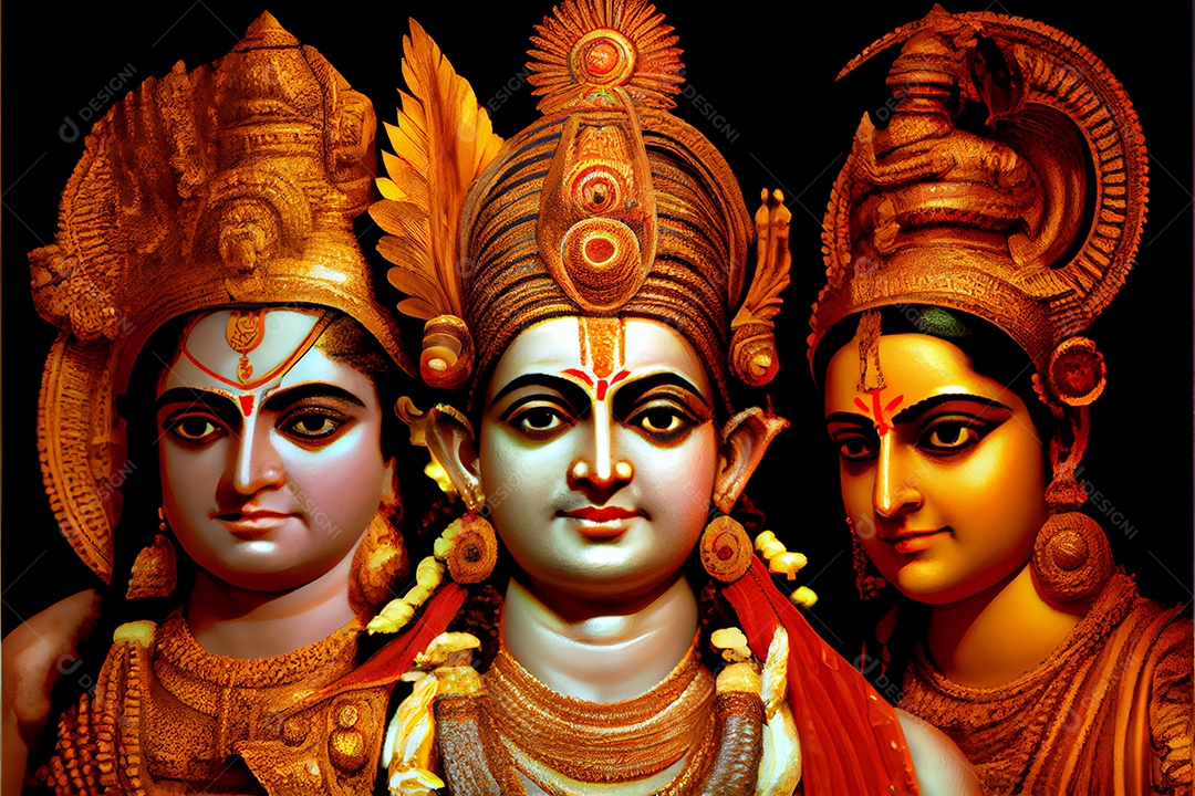 Senhor brahma santo shiva e rama deuses hinduísmo mitologia ilustração