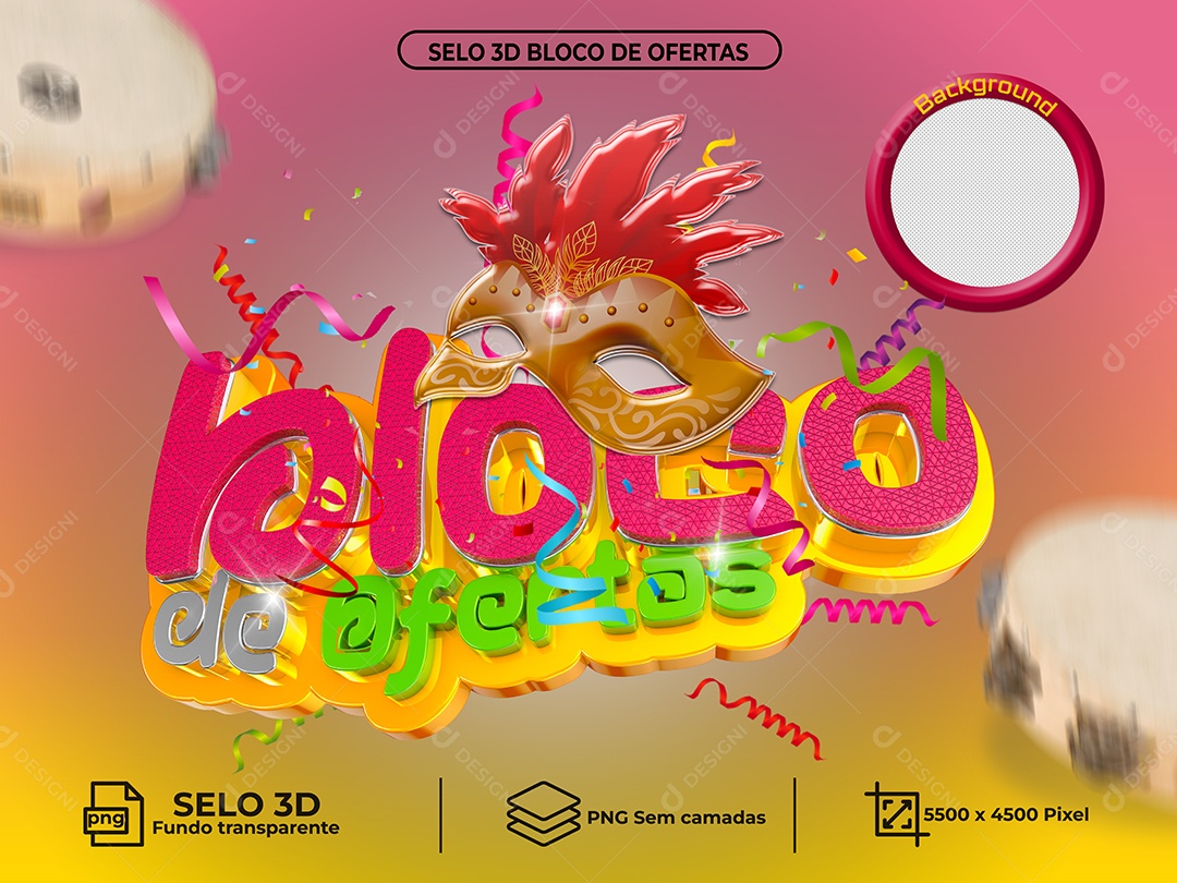 Selo 3D Bloco de Ofertas PNG Transparente