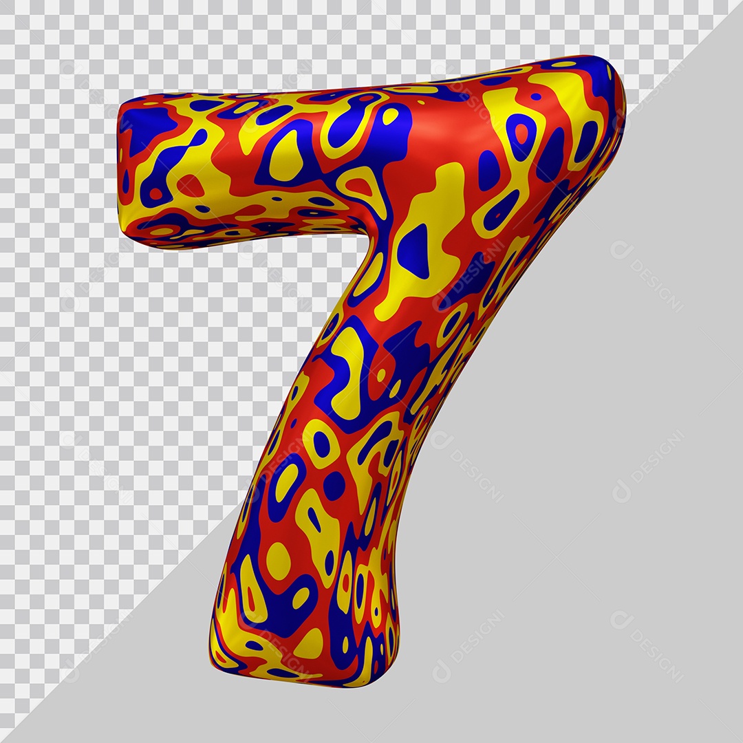 Número 3D 7 Colorido Para Composição PSD