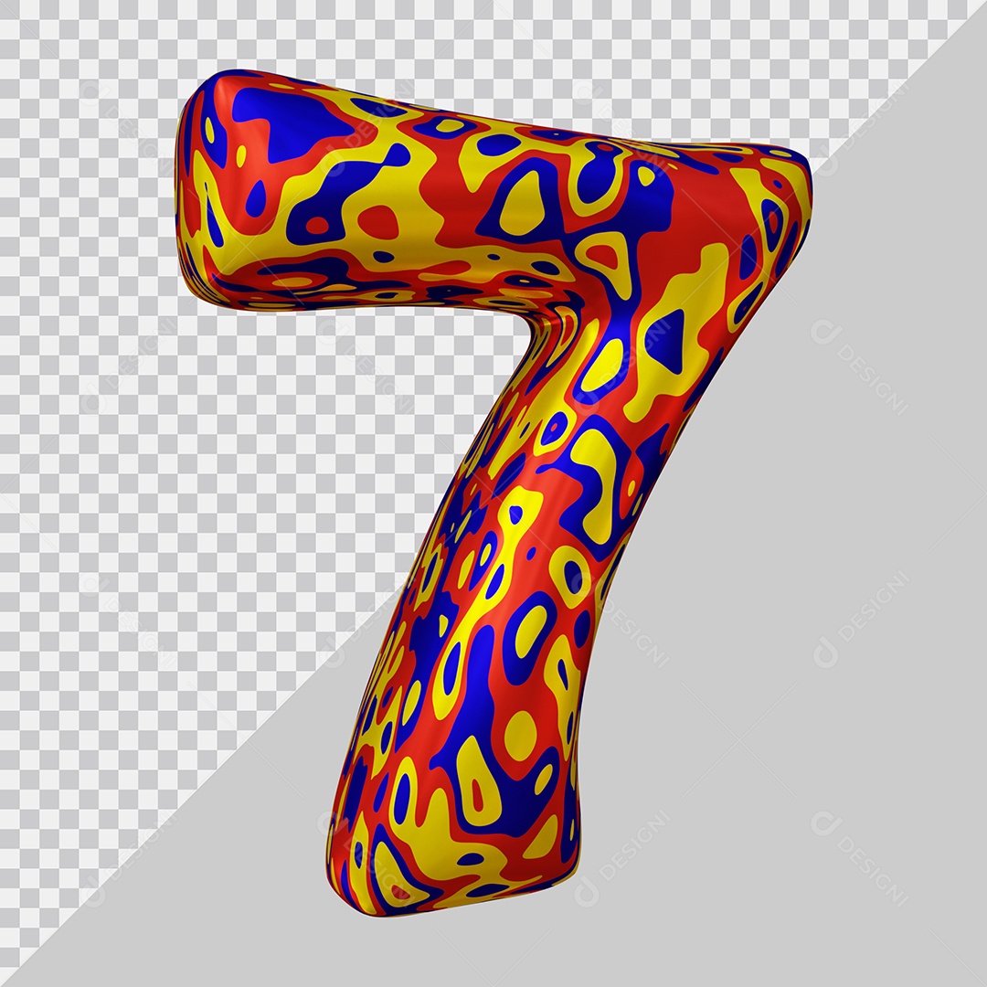 Número 3D 7 Colorido Para Composição PSD