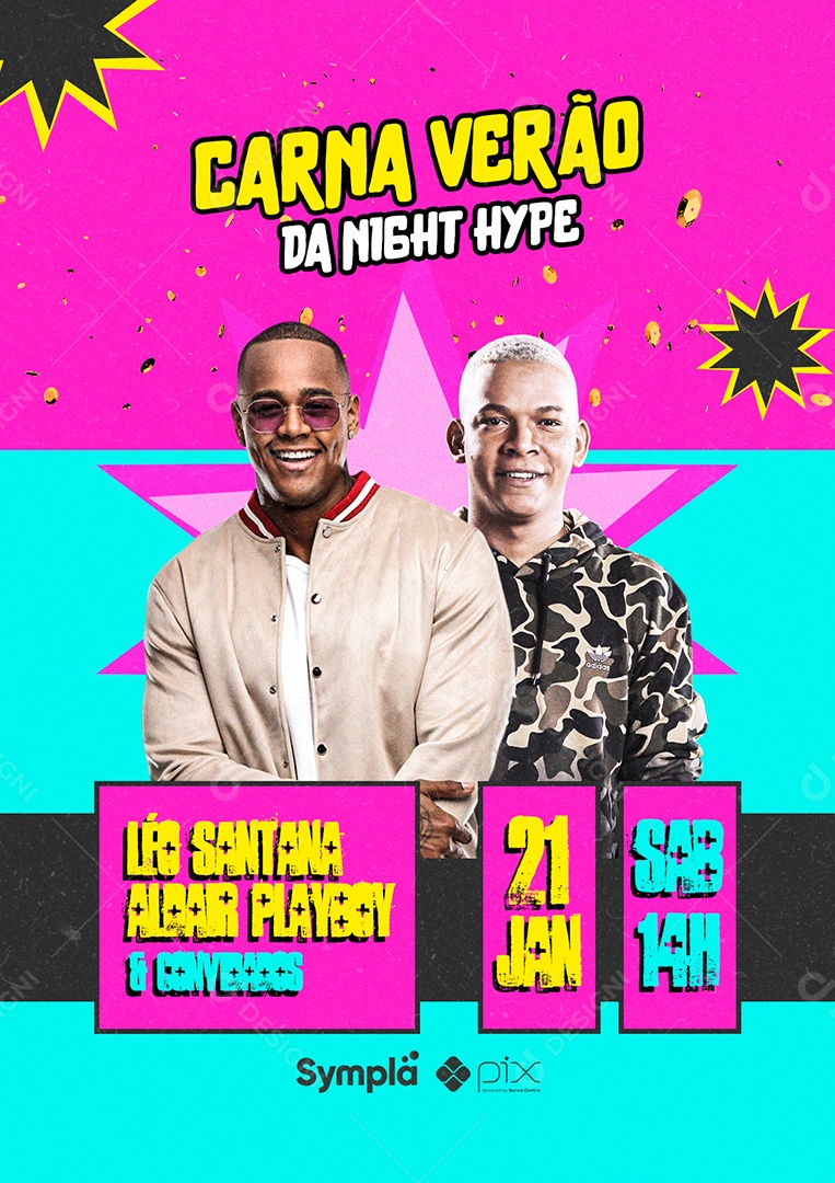 Carna Verão da Night Hype Léo Santana Aldair Playboy Flyers Social Media PSD Editável