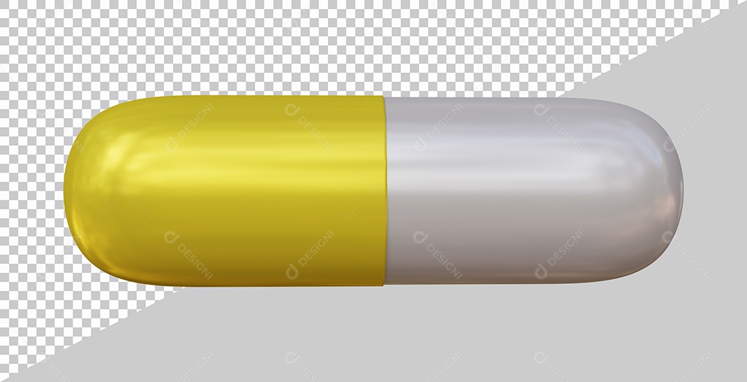 Pílulas Medicinais Amarelo e Branco Elemento 3D Para Composição PSD