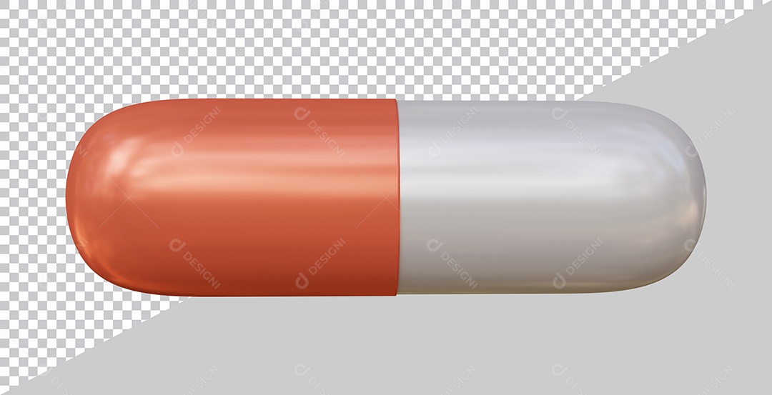 Pílulas Medicinais Laranja e Branco Elemento 3D Para Composição PSD