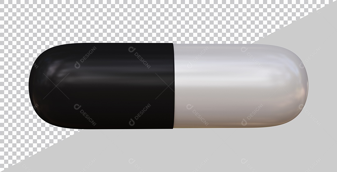 Pílulas Medicinais Preta e Branco Elemento 3D Para Composição PSD