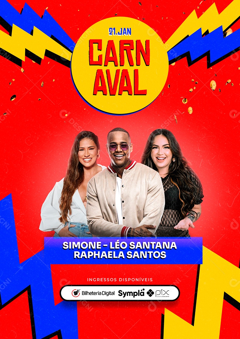 Carnaval Simone Léo Santana Raphaela Santos Flyers Social Media PSD Editável