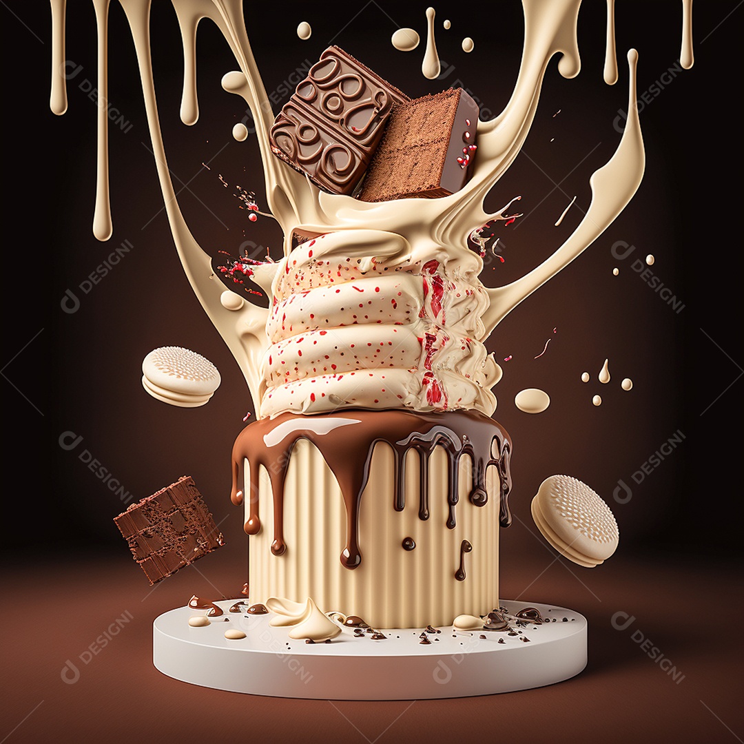 Delicioso e saboroso bolo confeitado