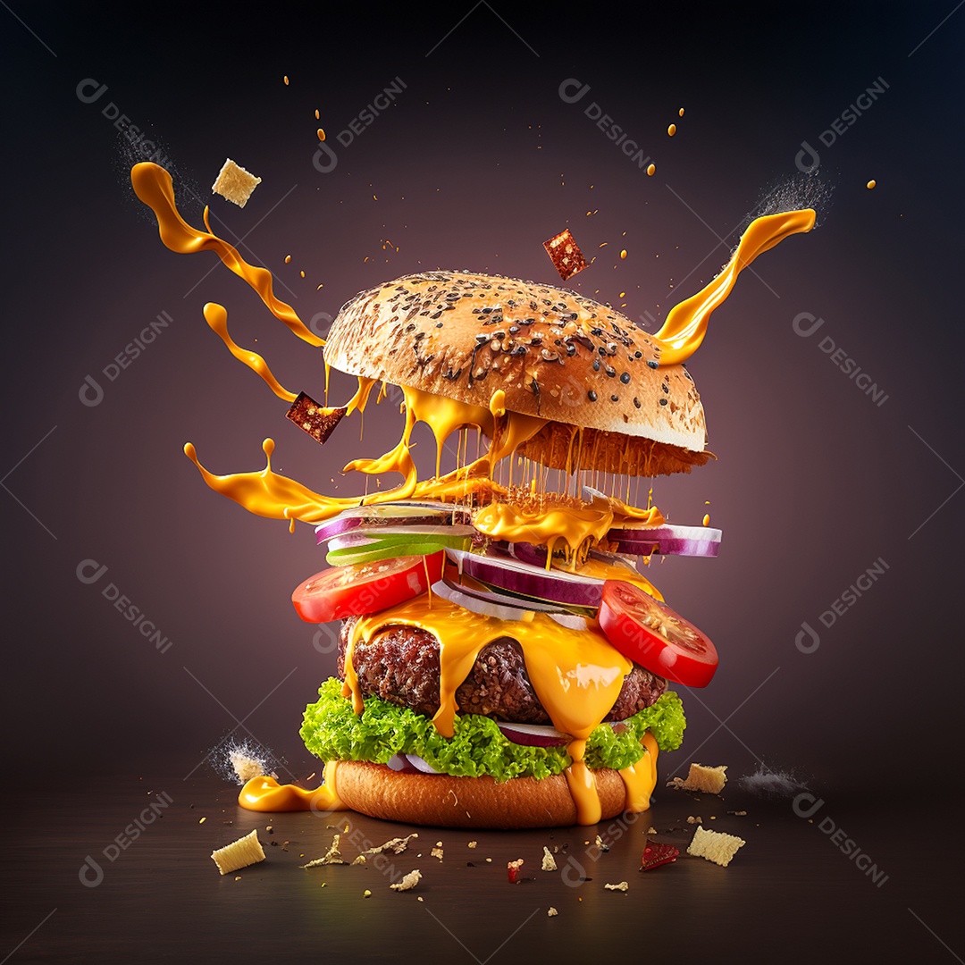 Delicioso Hamburguer sobre fundo isolado