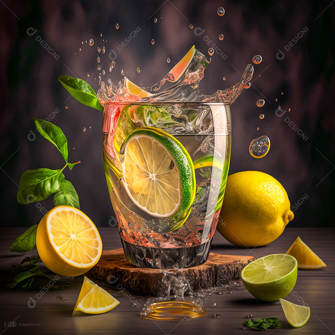 Delicious and tasty glass of lemon juice