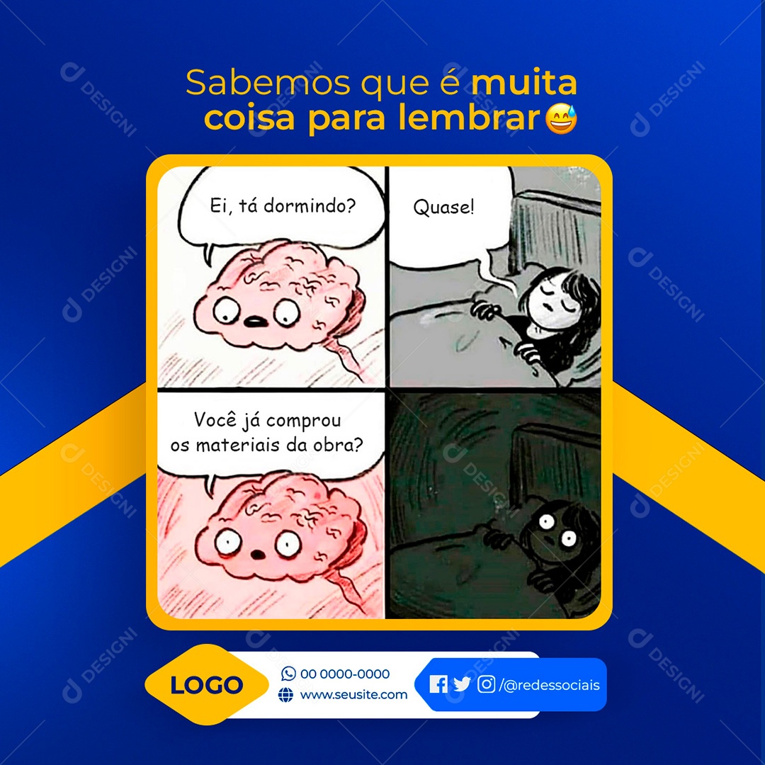 Post Materiais de Construção Meme Social Media PSD Editável