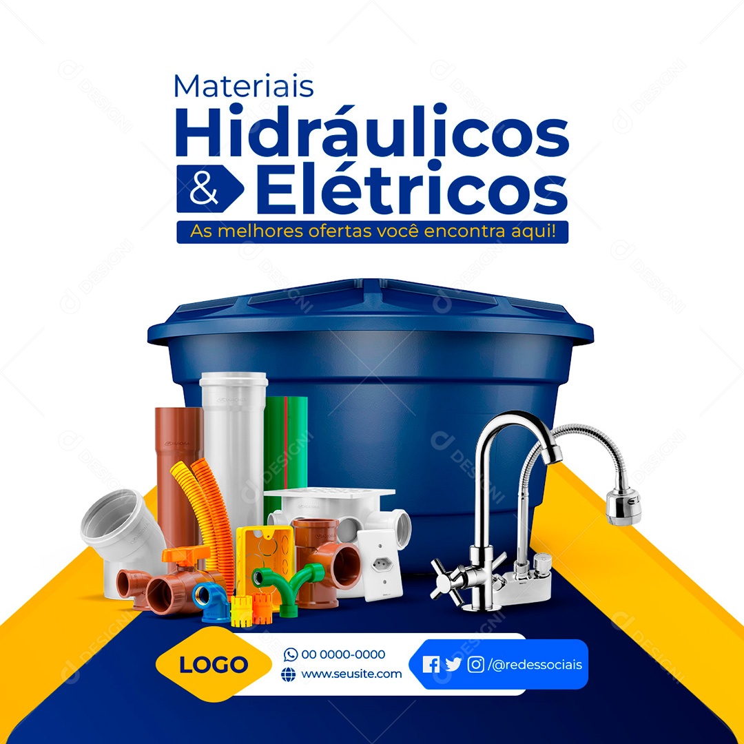 Post Materiais de Construção Materiais Hidráulicos e Elétricos Social Media PSD Editável