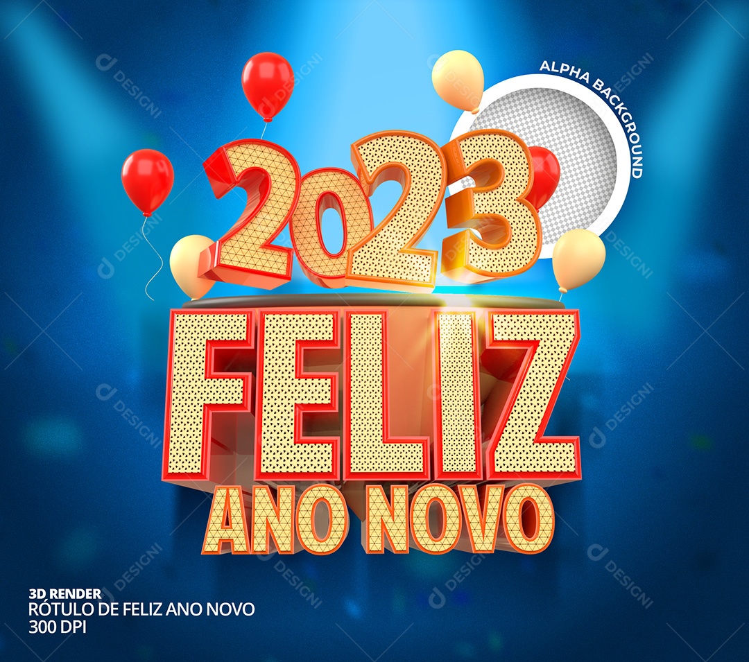 Selo 3D Ano Novo 2023 Para Composição PSD