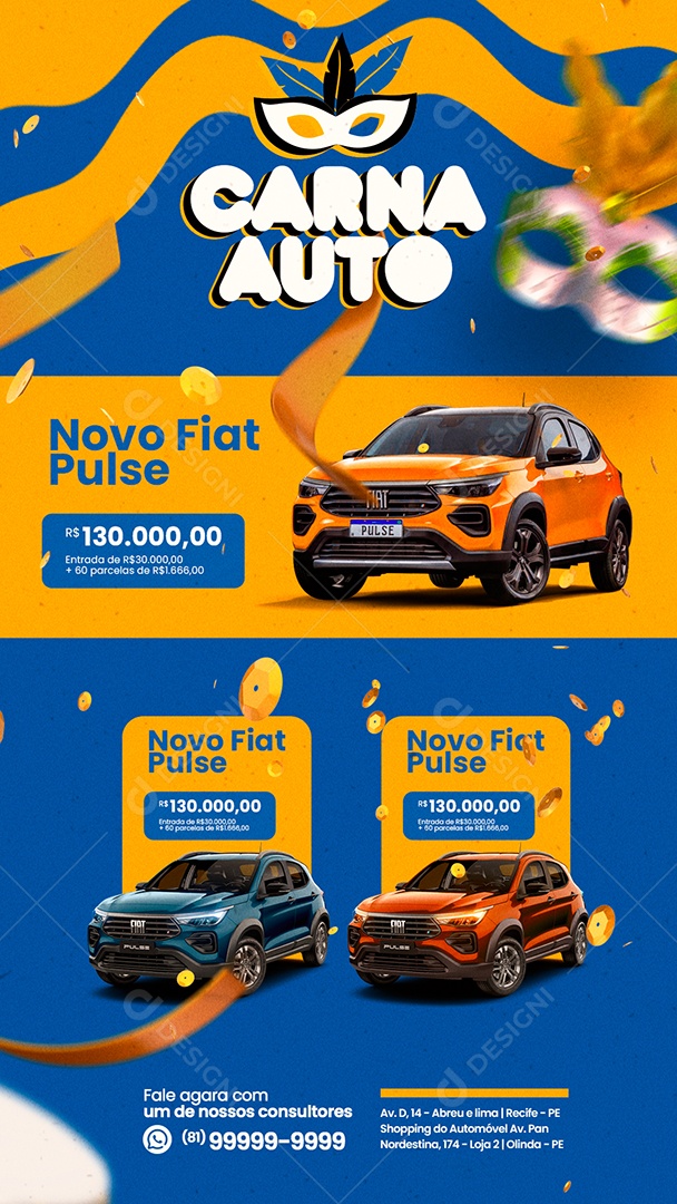 Story Encarte Carna Auto Novo Fiat Carnaval Concessionária Social Media PSD Editável