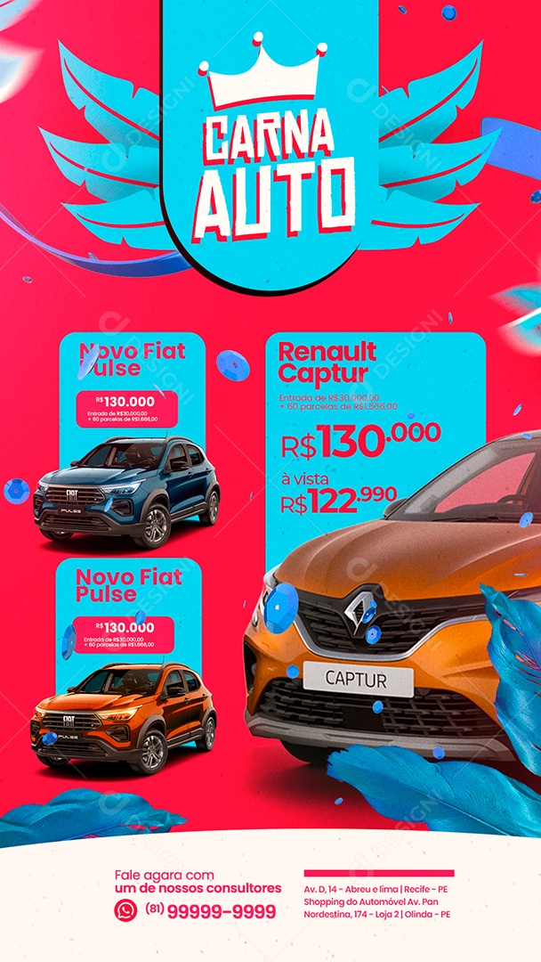 Story Encarte Carna Auto Novo Fiat Carnaval Concessionária Social Media PSD Editável