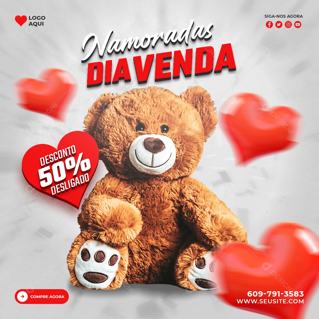 Post Dia dos Namorados Dia de Vendas Social Media PSD Editável