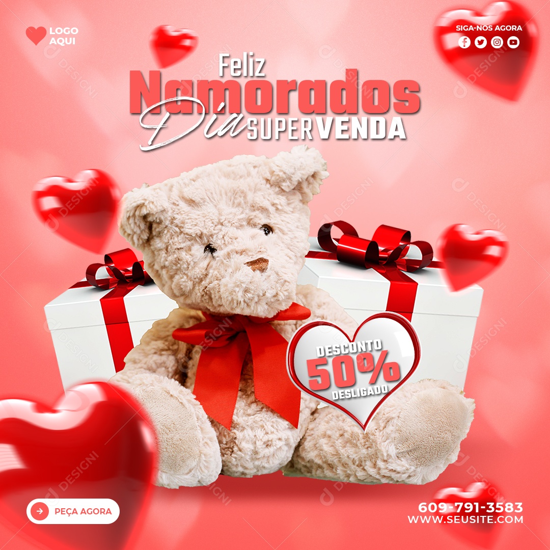 Post Dia dos Namorados Dia de Vendas Social Media PSD Editável