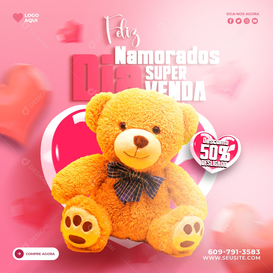 Post Dia dos Namorados Dia de Vendas Social Media PSD Editável