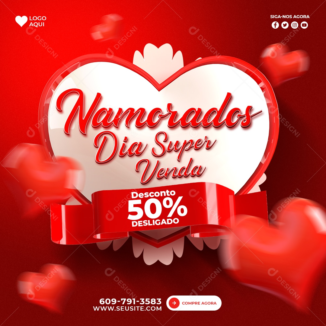 Post Dia dos Namorados Dia de Vendas Social Media PSD Editável