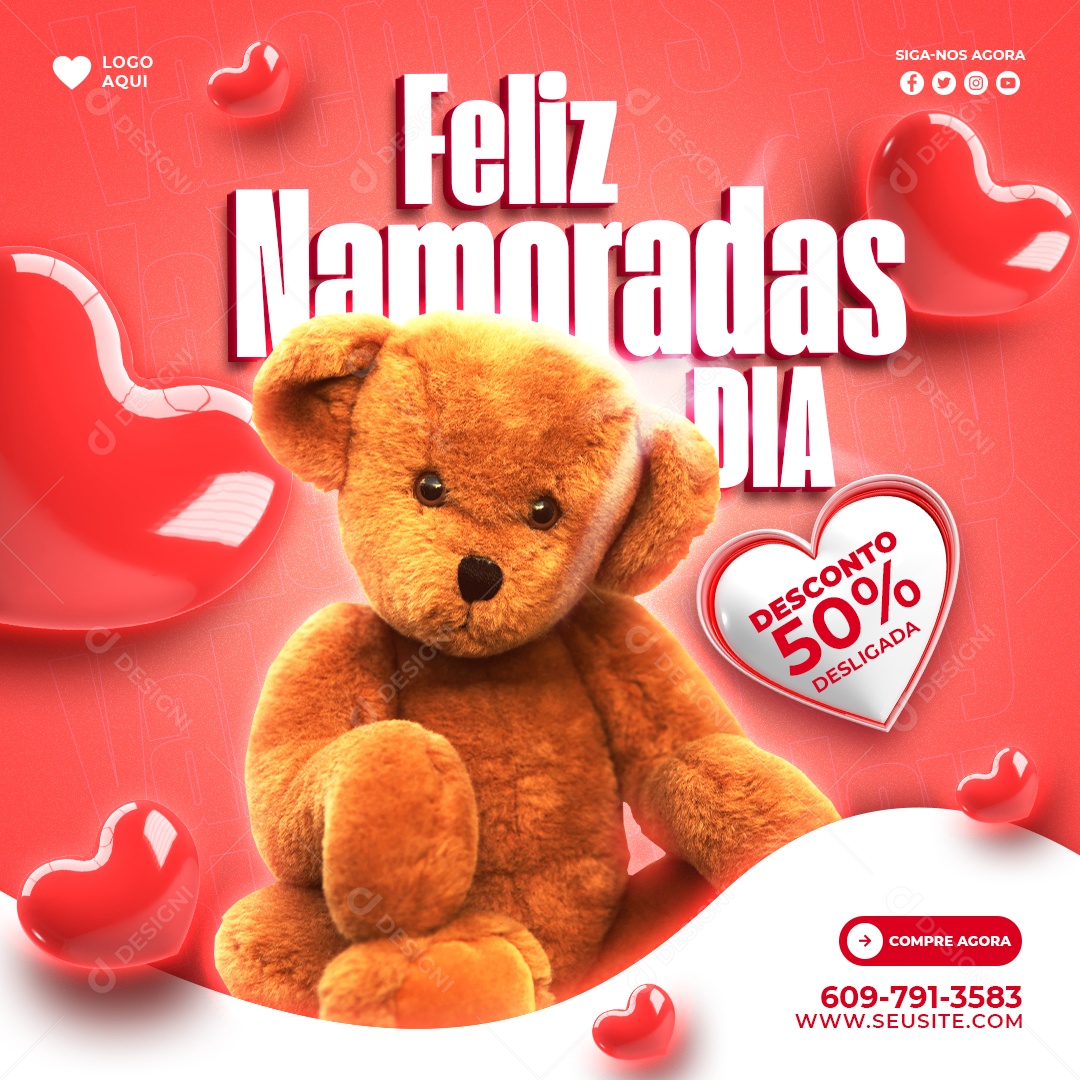 Post Valentine's Day Promotion 50% Social Media Editable PSD