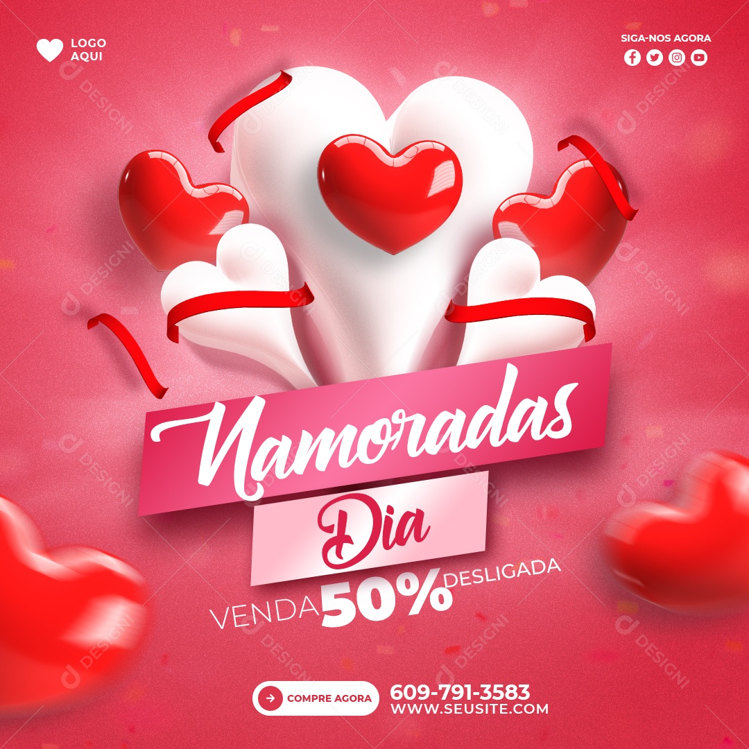 Post Dia dos Namorados Dia de Vendas Social Media PSD Editável