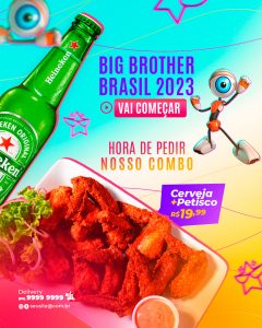 Post Bar Big Brother Brasil Hora de Pedir Nosso Combo Social Media PSD Editável