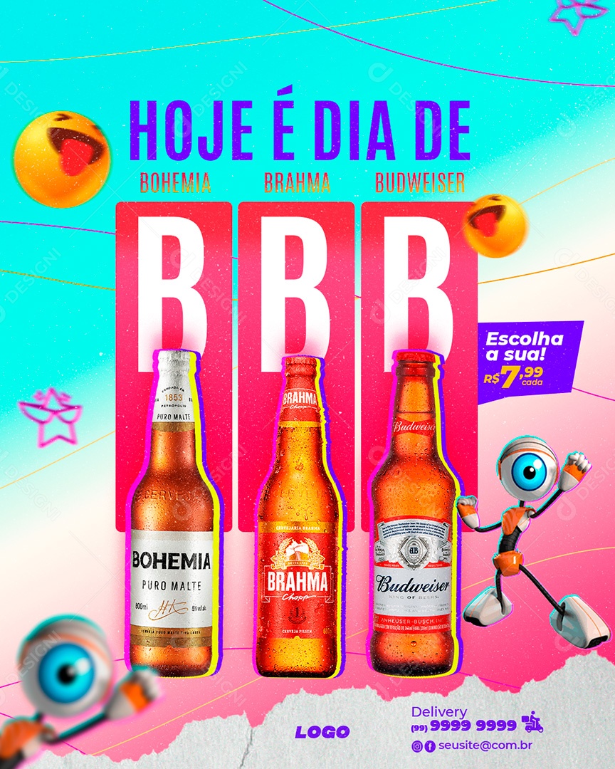 Post Bar Hoje É Dia de Big Brother Brasil Social Media PSD Editável