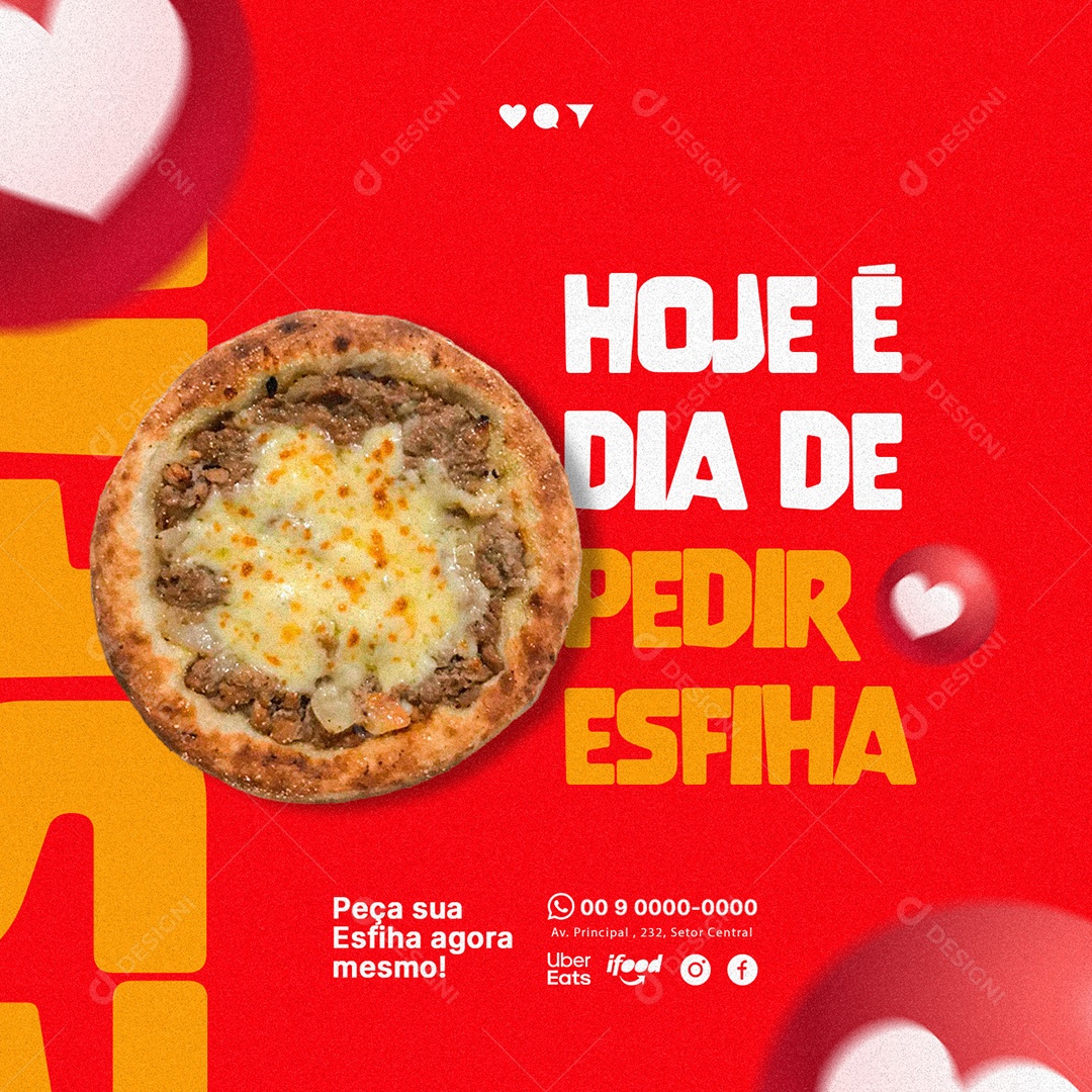 Hoje é Dia de Pedir Esfiha Esfiharia Social Media PSD Editável
