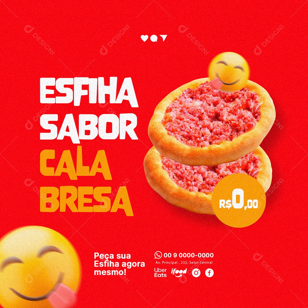 Esfiha Sabor Calabresa Esfiharia Social Media PSD Editável