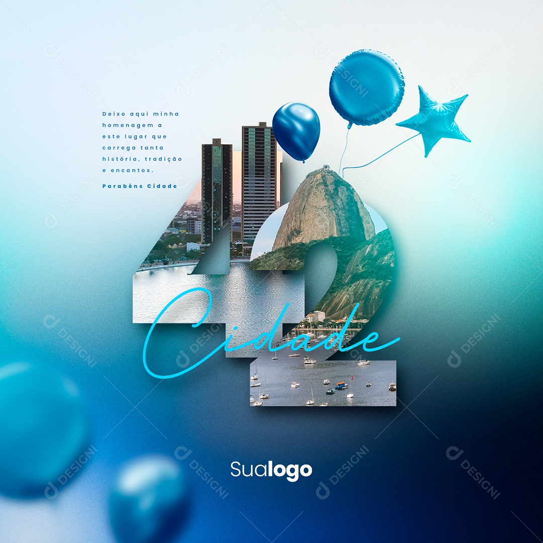 Minha Homenagem a Este Lugar Parabéns Cidade Social Media PSD Editável