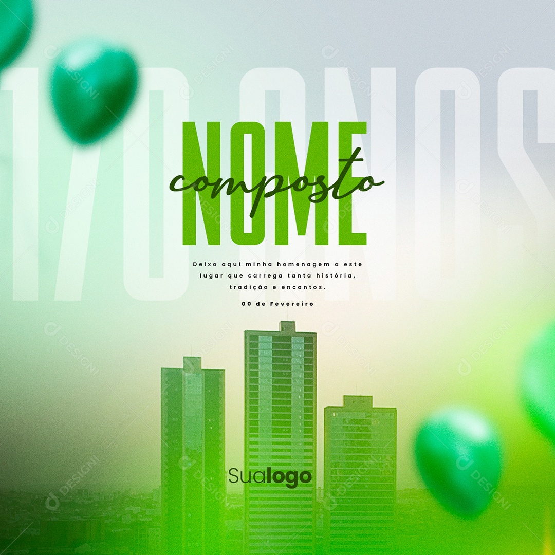 Minha Homenagem a Este Lugar Parabéns Cidade Social Media PSD Editável