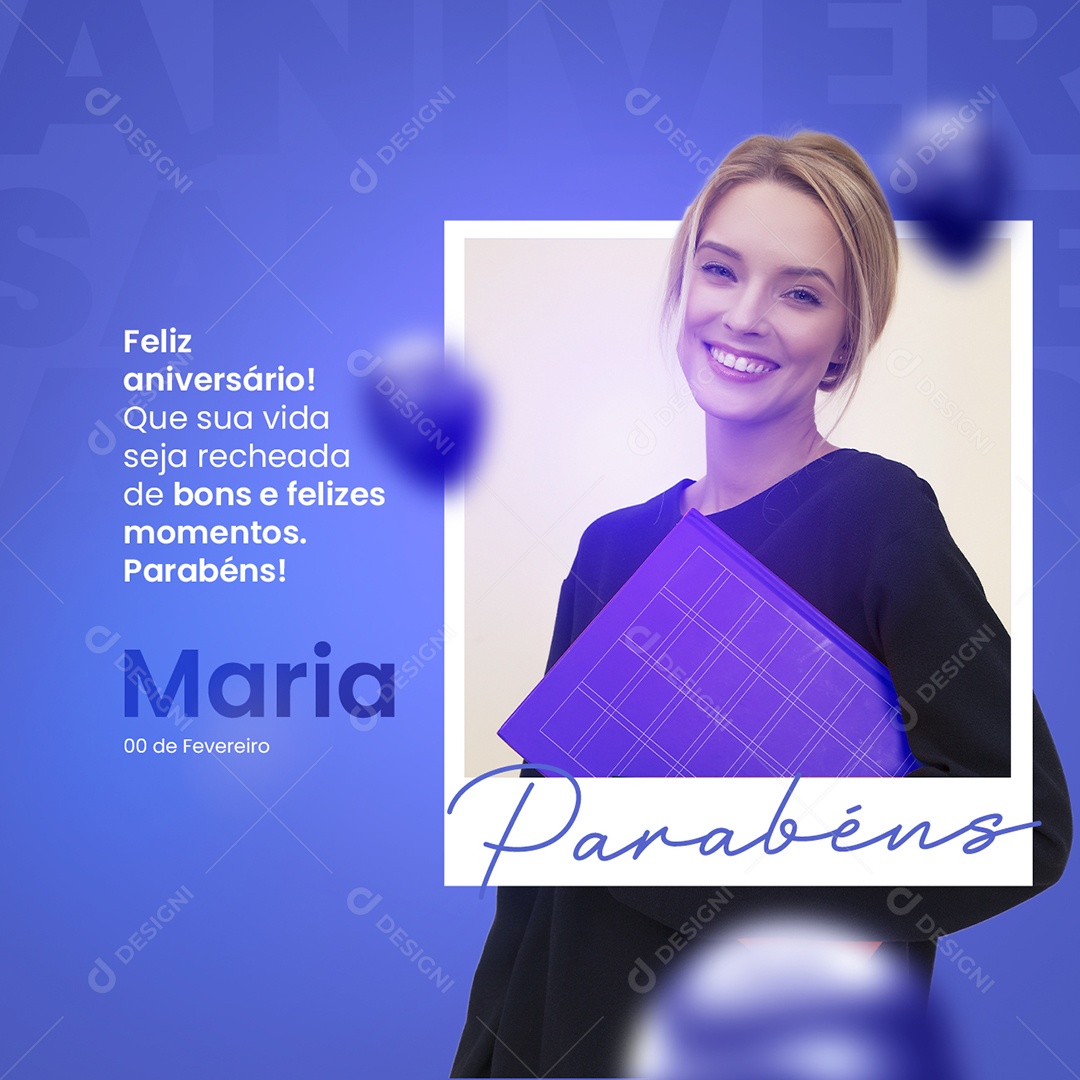 Feliz Aniversário Maria Social Media PSD Editável